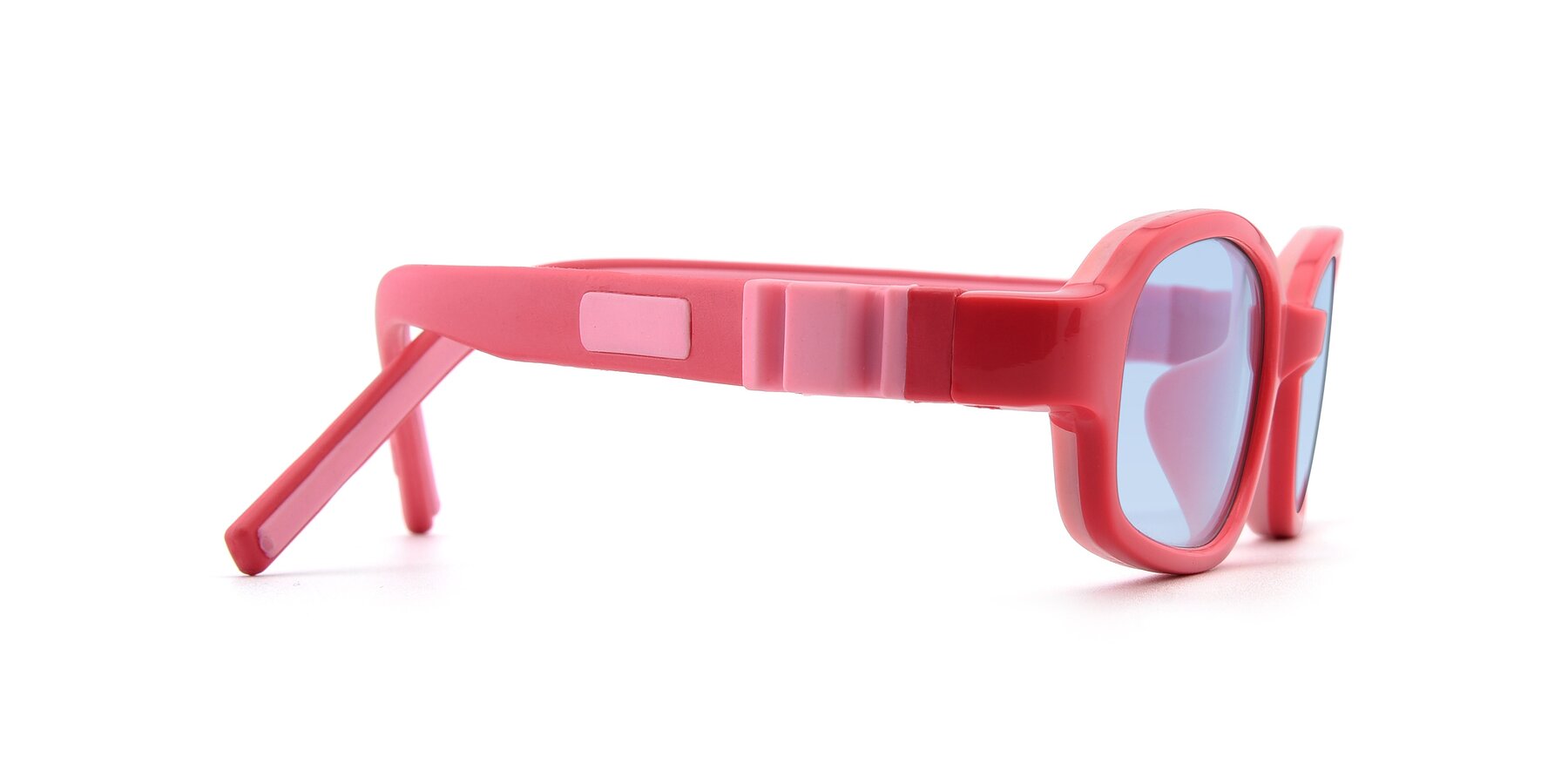 Side of 515 in Red-Pink with Light Blue Tinted Lenses