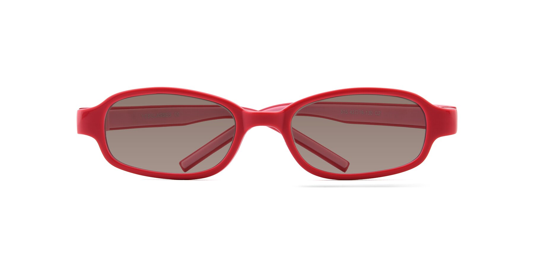 Folded Front of 515 in Red-Pink with Medium Brown Tinted Lenses
