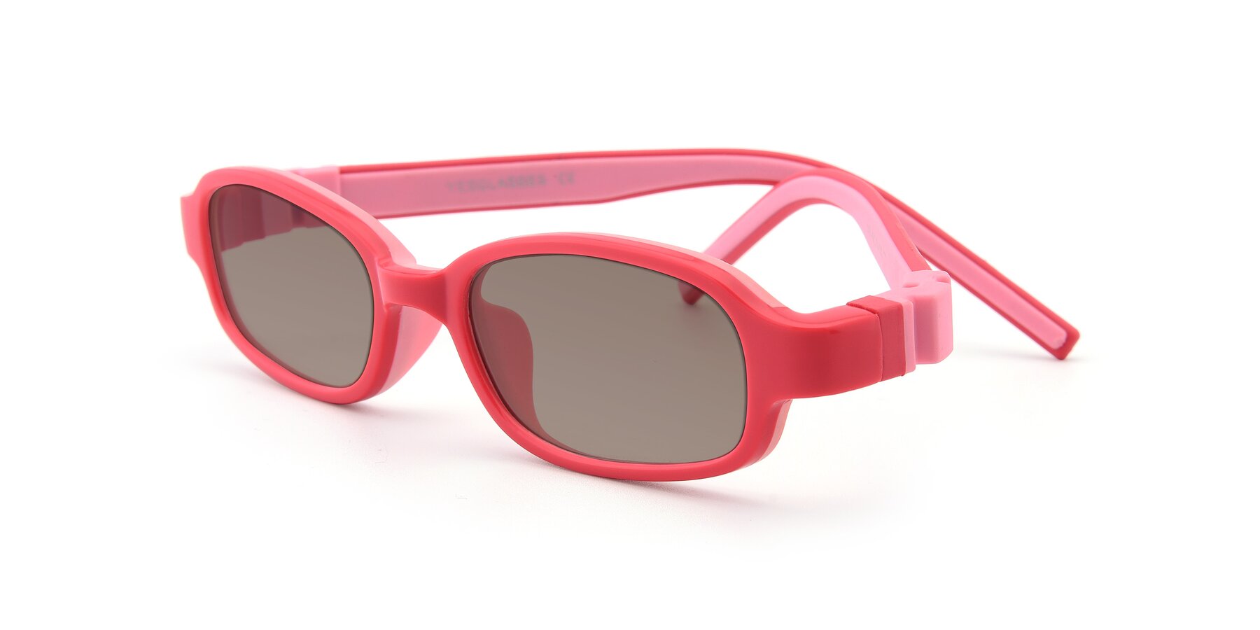Angle of 515 in Red-Pink with Medium Brown Tinted Lenses