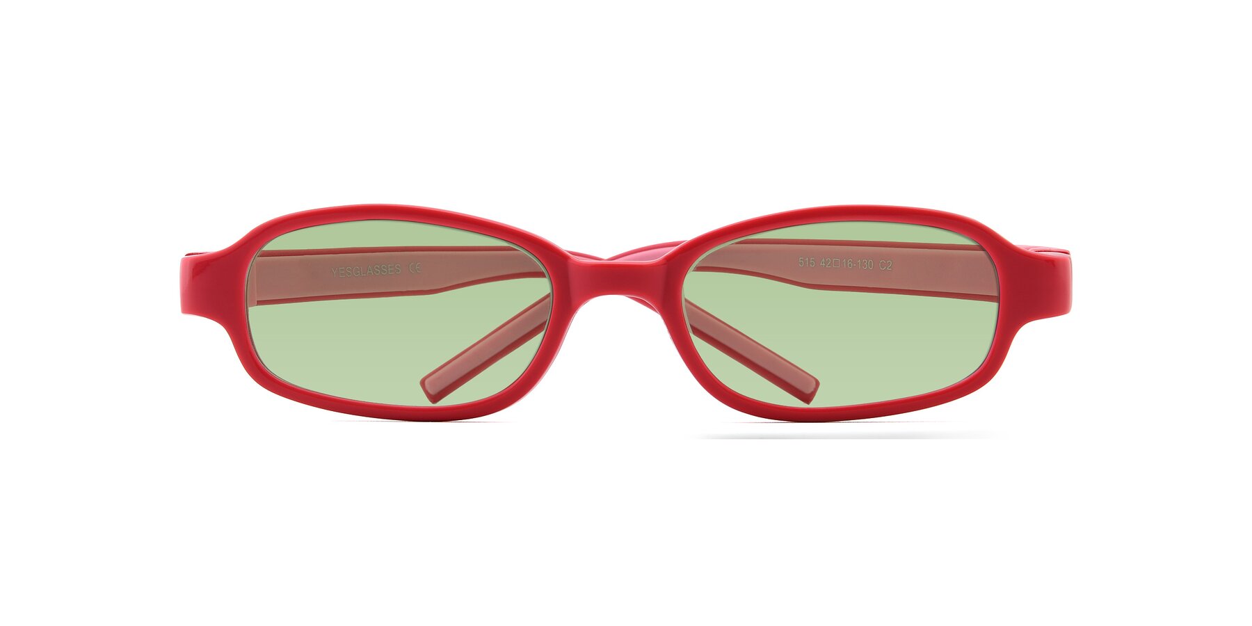 Folded Front of 515 in Red-Pink with Medium Green Tinted Lenses