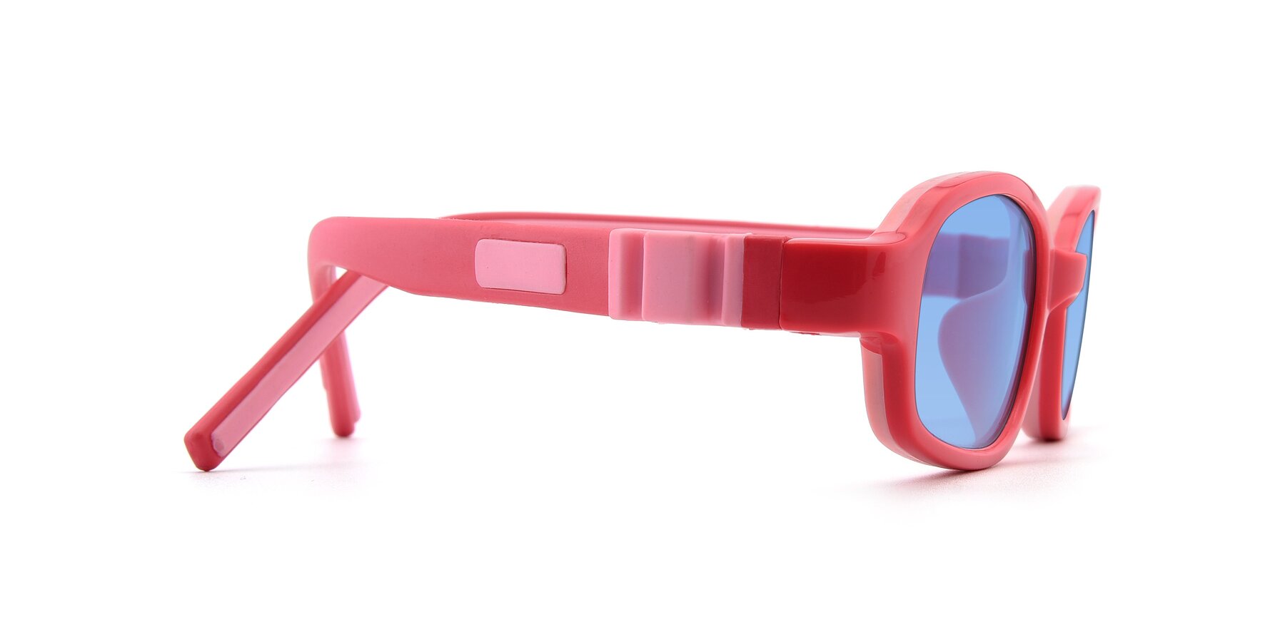 Side of 515 in Red-Pink with Medium Blue Tinted Lenses