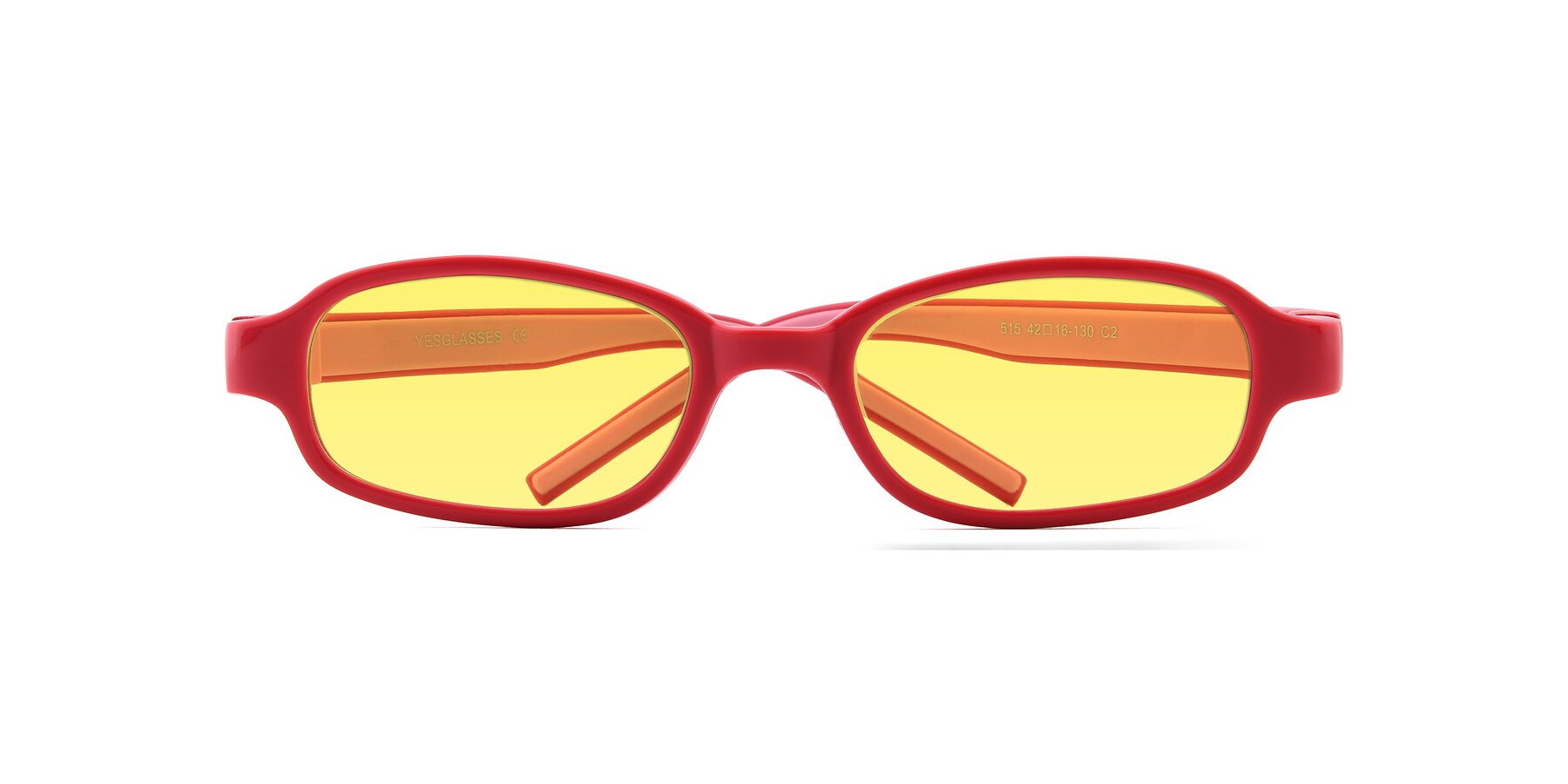 Folded Front of 515 in Red-Pink with Medium Yellow Tinted Lenses