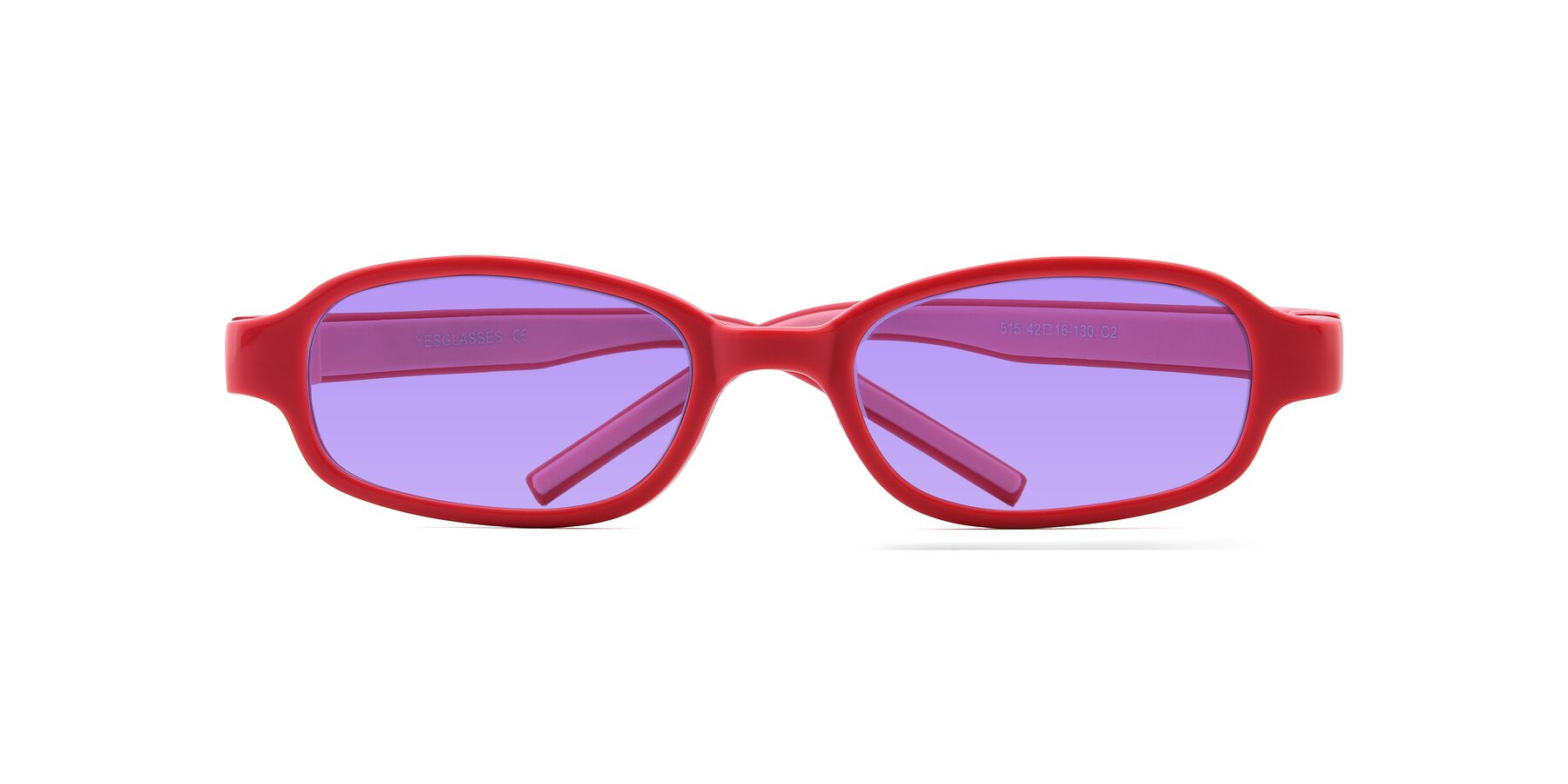 Folded Front of 515 in Red-Pink with Medium Purple Tinted Lenses