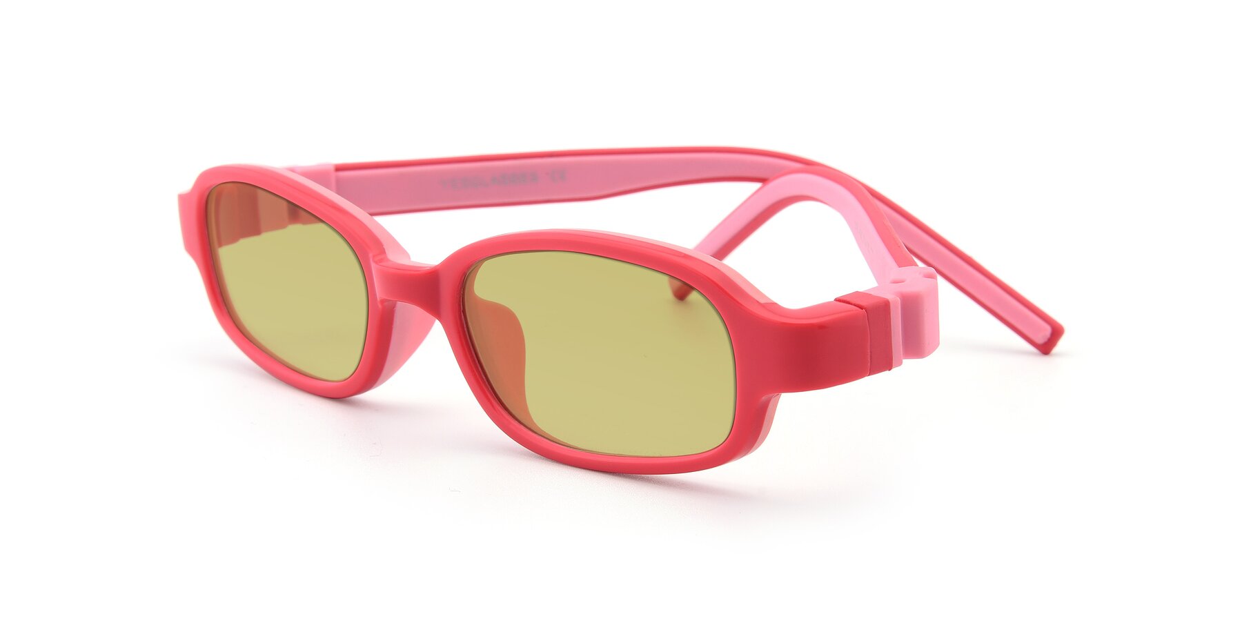 Angle of 515 in Red-Pink with Medium Champagne Tinted Lenses