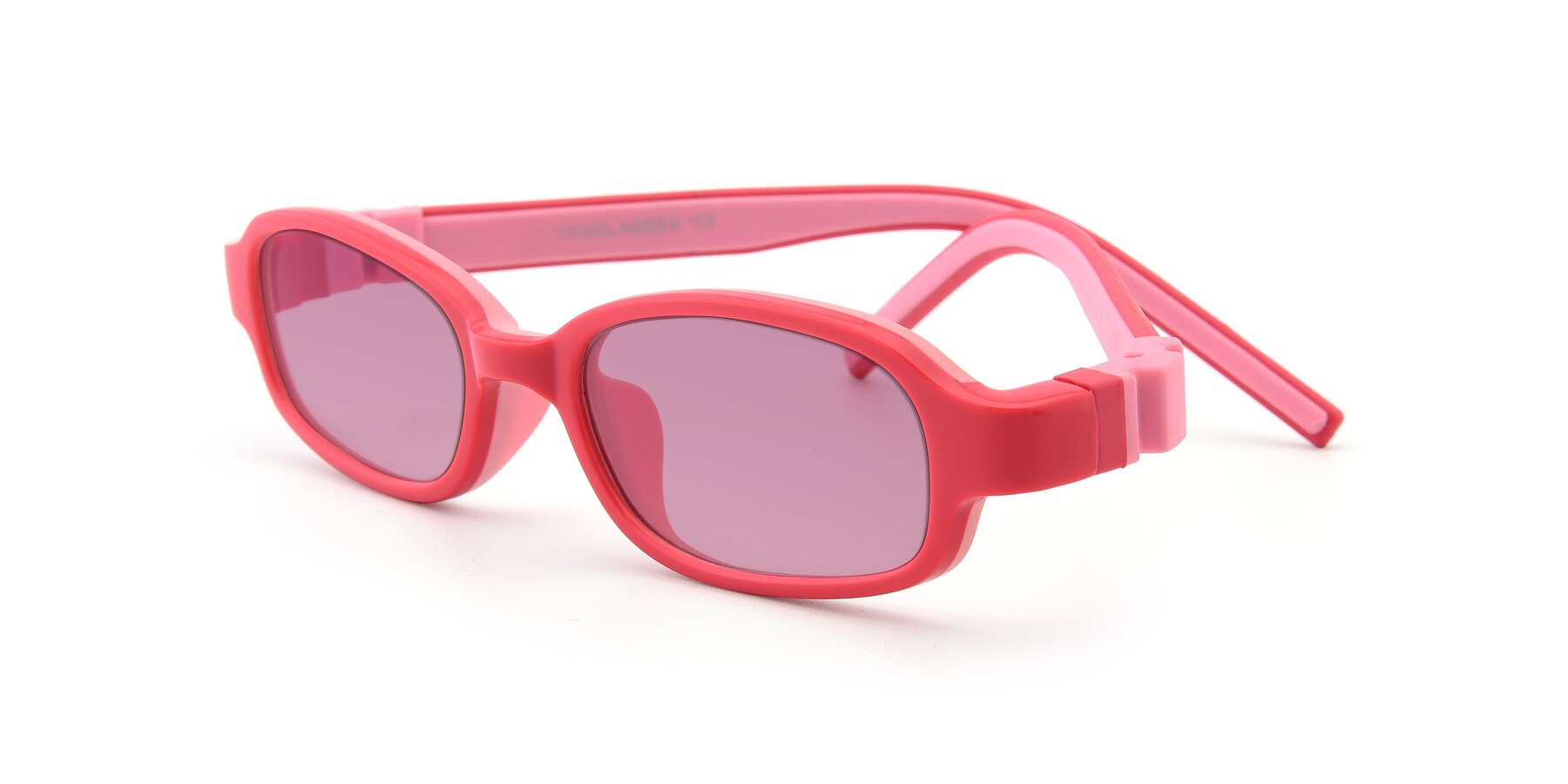 Angle of 515 in Red-Pink with Medium Wine Tinted Lenses