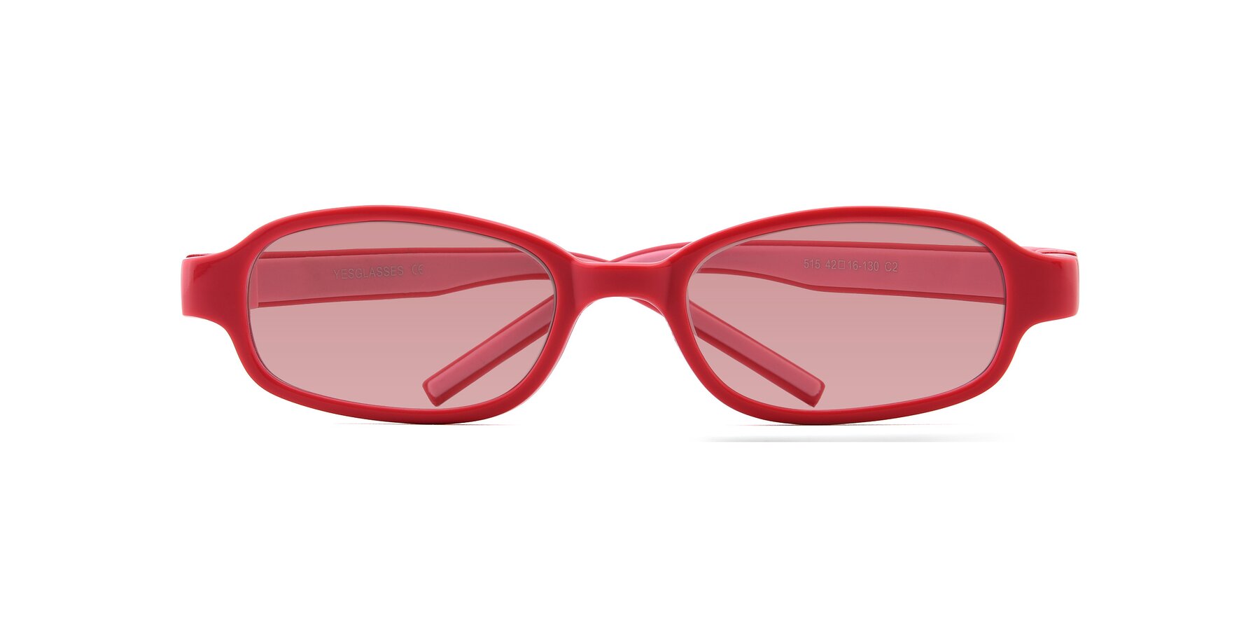 Folded Front of 515 in Red-Pink with Medium Garnet Tinted Lenses