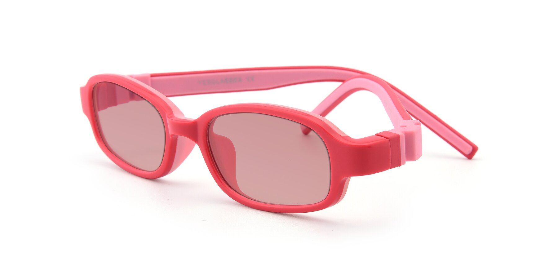 Angle of 515 in Red-Pink with Medium Garnet Tinted Lenses