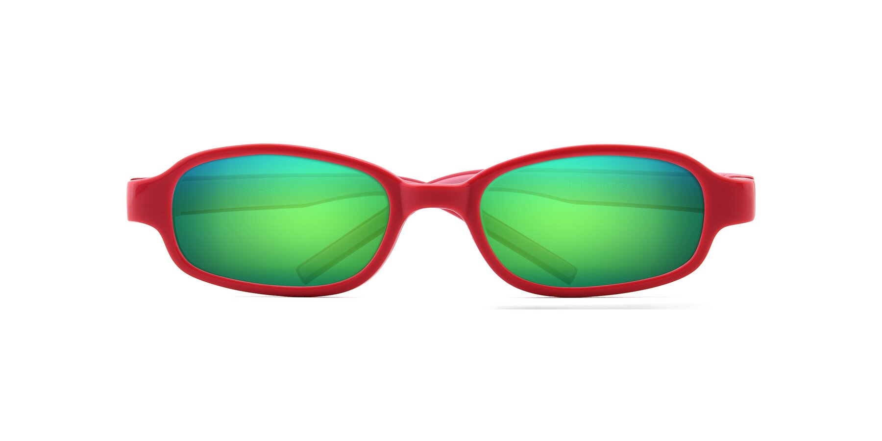 Folded Front of 515 in Red-Pink with Green Mirrored Lenses