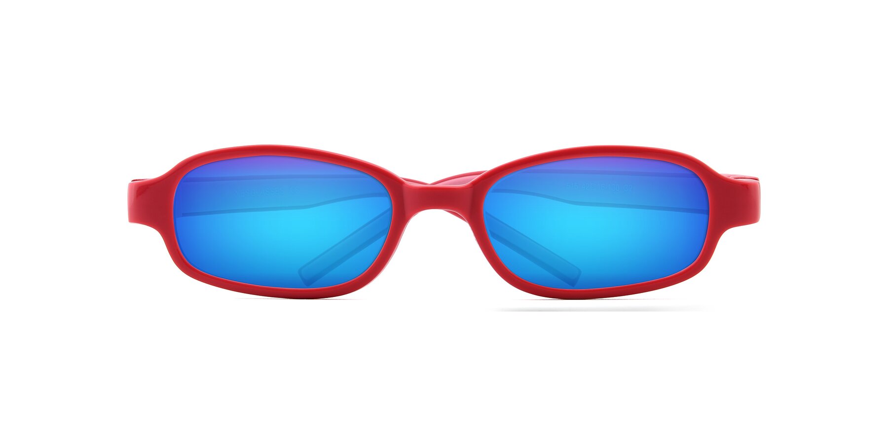 Folded Front of 515 in Red-Pink with Blue Mirrored Lenses