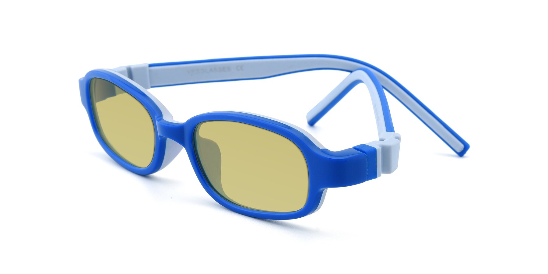 Angle of 515 in Blue-Gray with Medium Champagne Tinted Lenses
