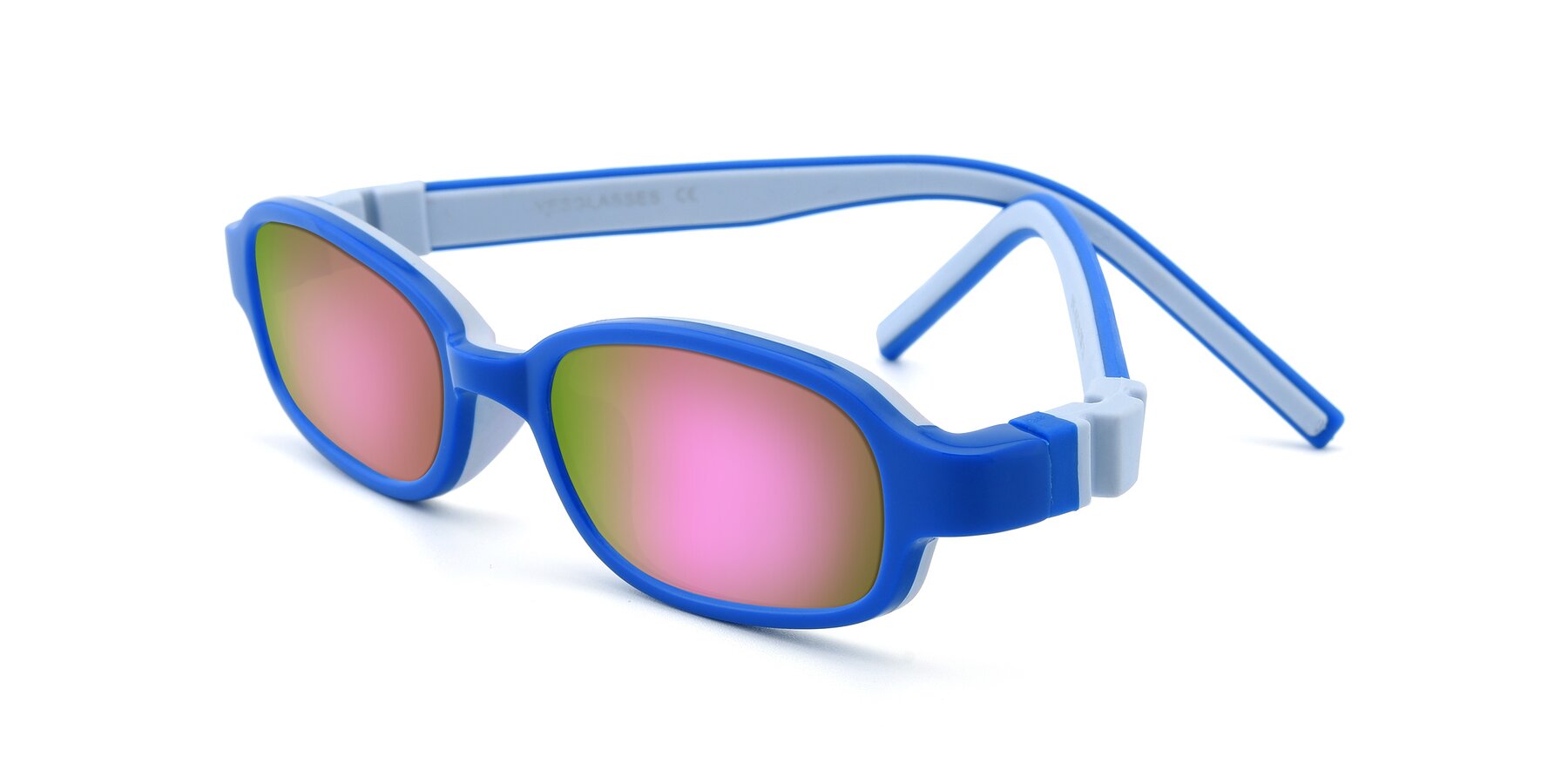 Angle of 515 in Blue-Gray with Pink Mirrored Lenses