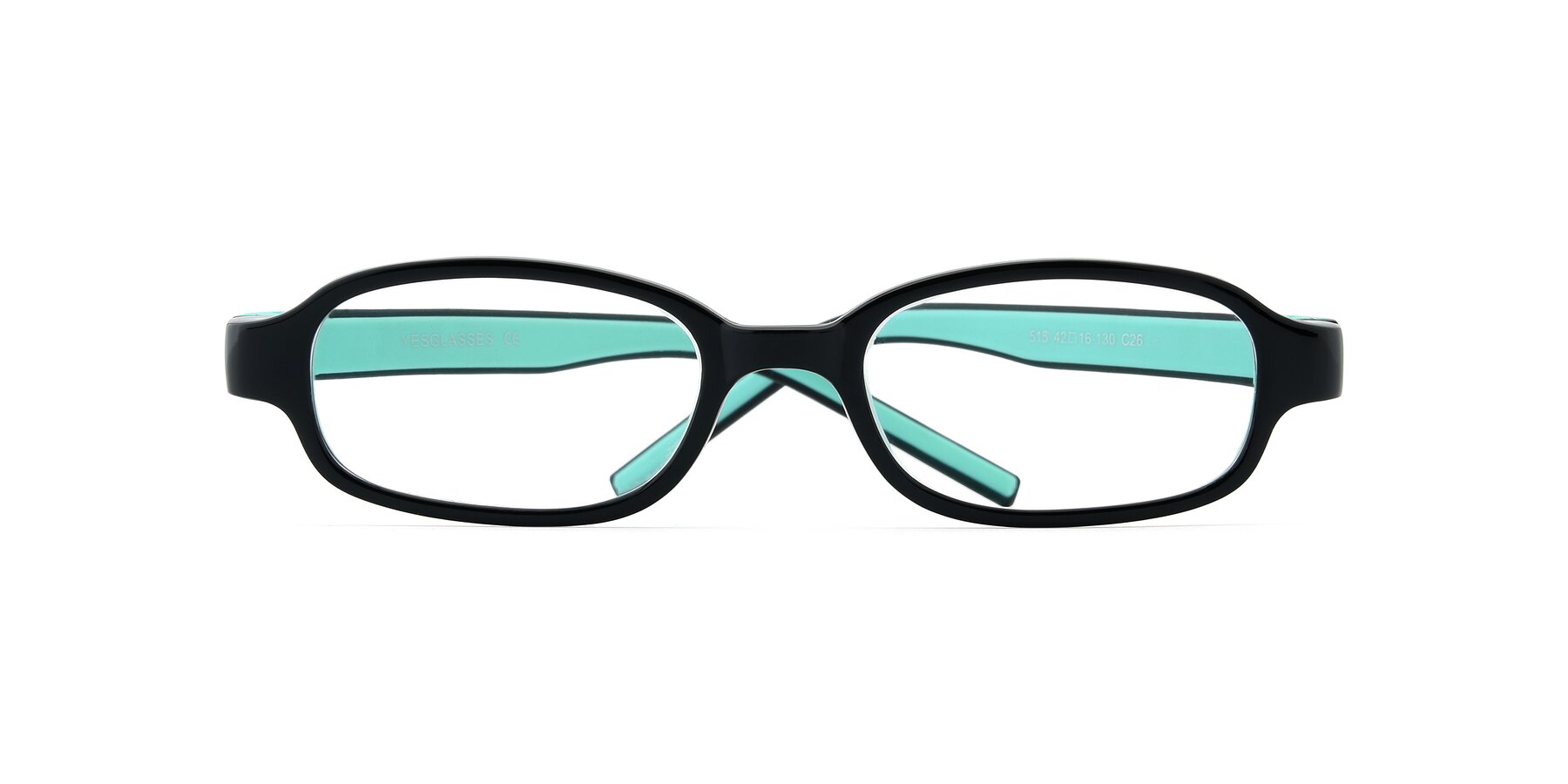 Folded Front of 515 in Black-Green with Clear Eyeglass Lenses