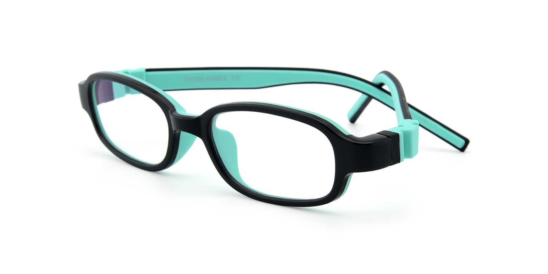 Angle of 515 in Black-Green with Clear Blue Light Blocking Lenses