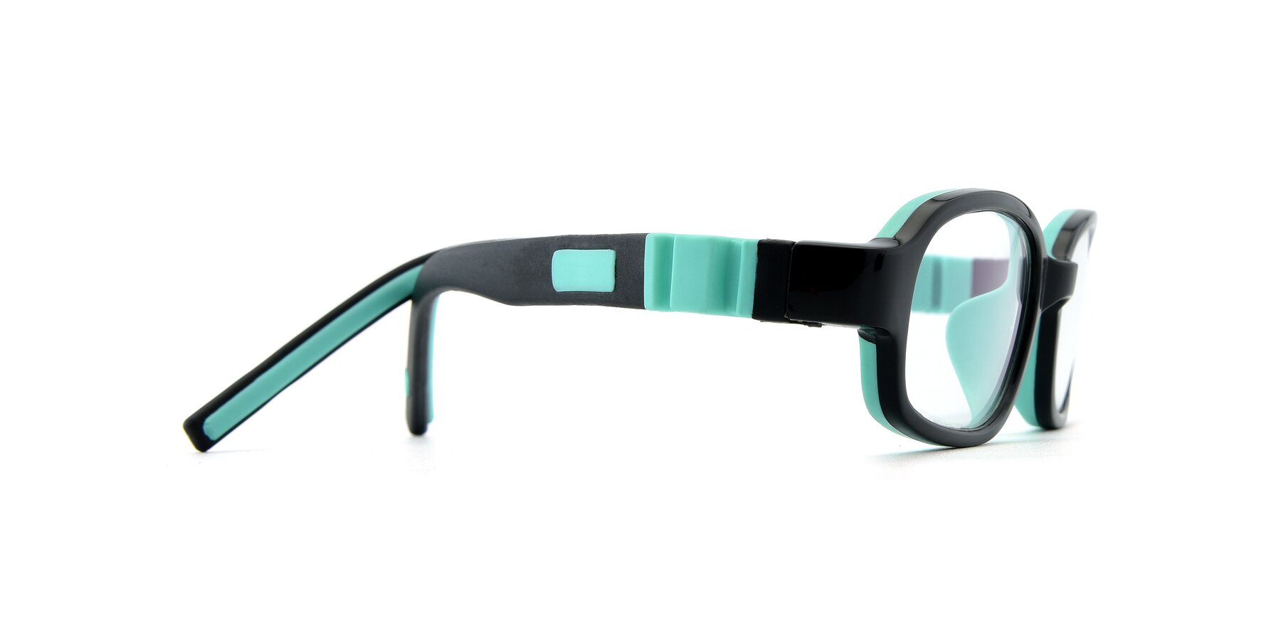 Side of 515 in Black-Green with Clear Eyeglass Lenses