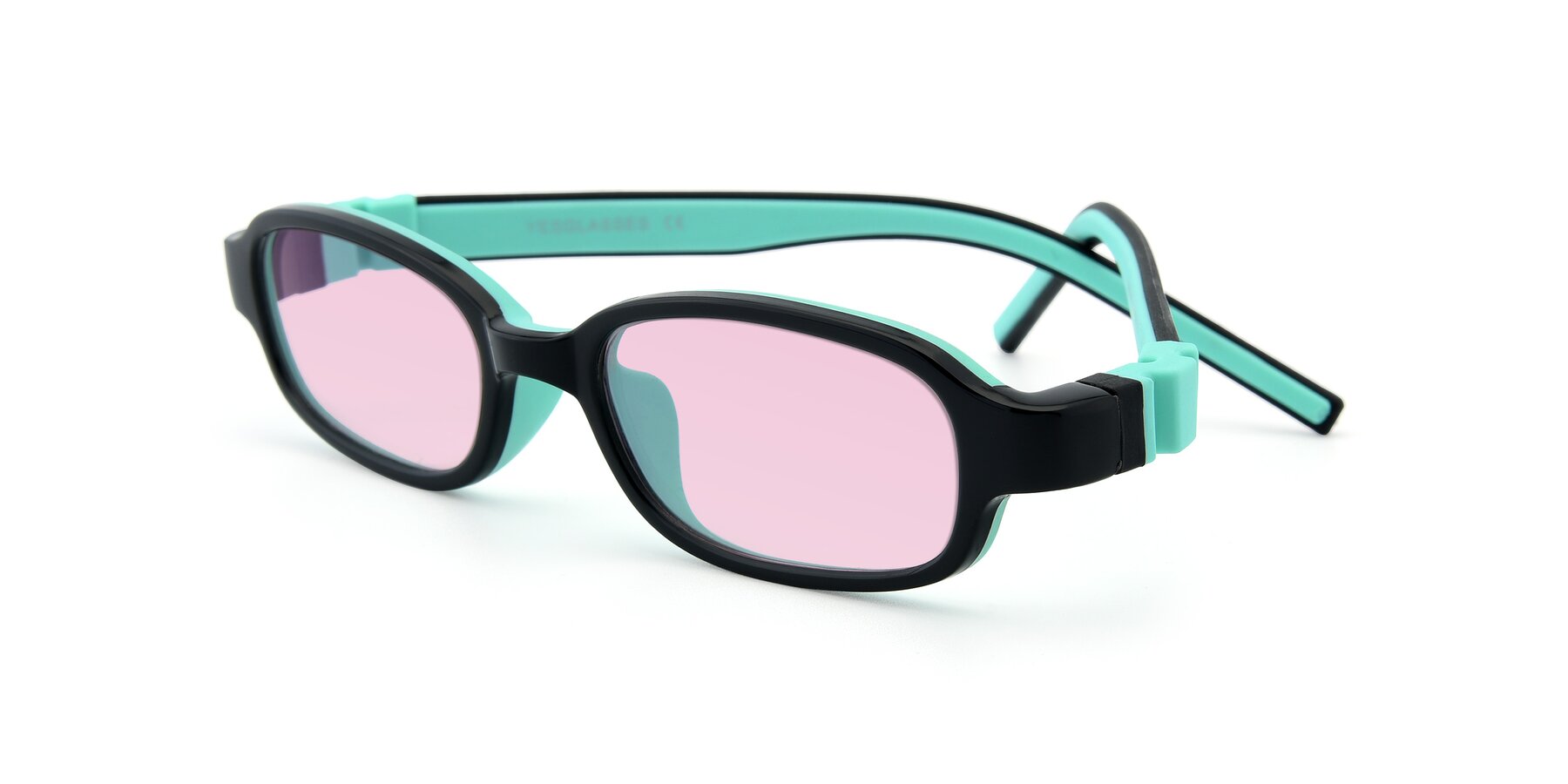 Angle of 515 in Black-Green with Light Pink Tinted Lenses