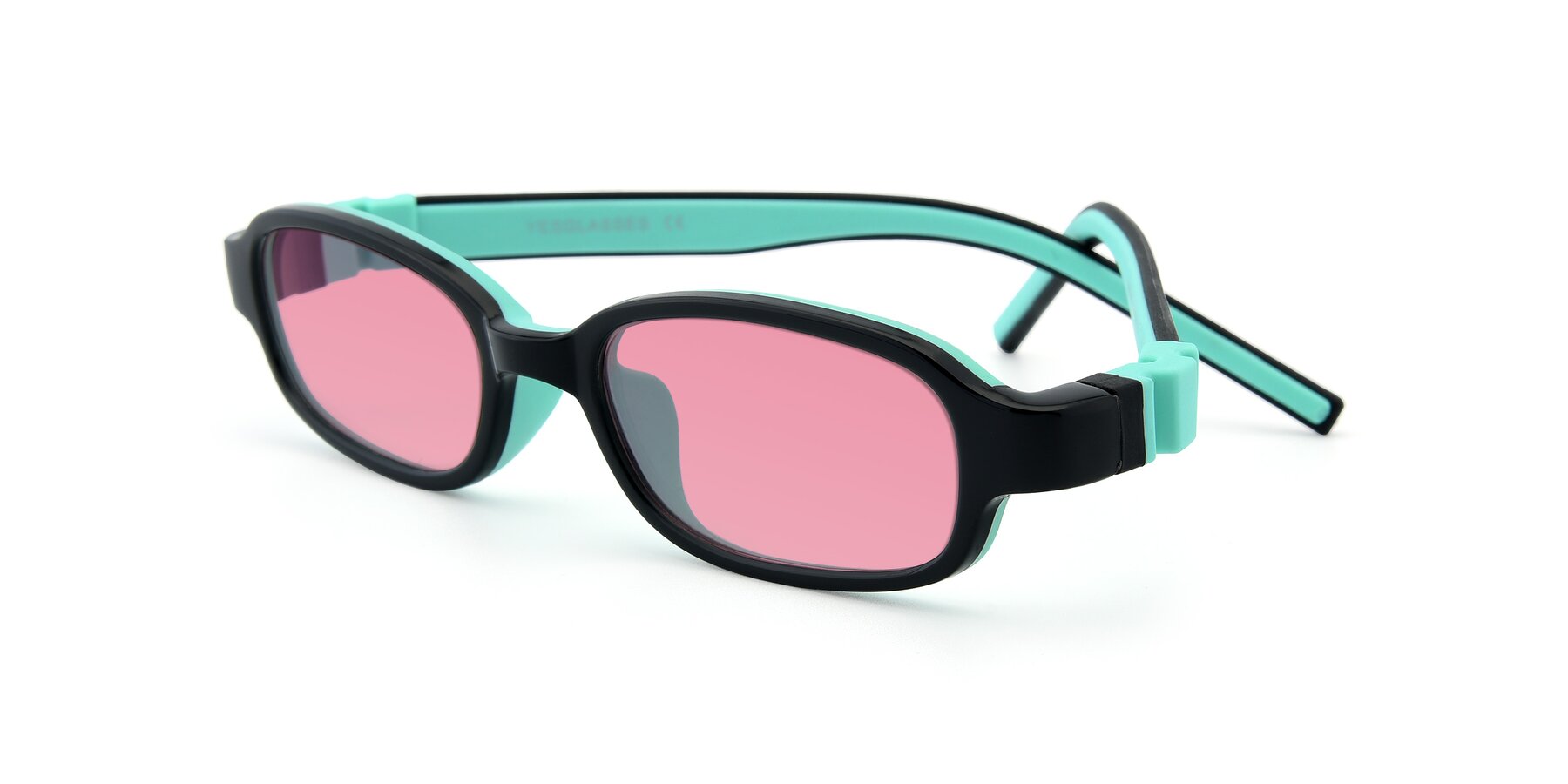Angle of 515 in Black-Green with Pink Tinted Lenses