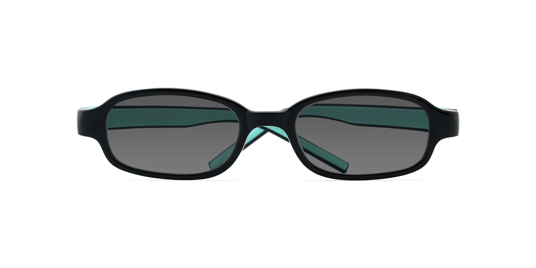 Folded Front of 515 in Black-Green with Medium Gray Tinted Lenses