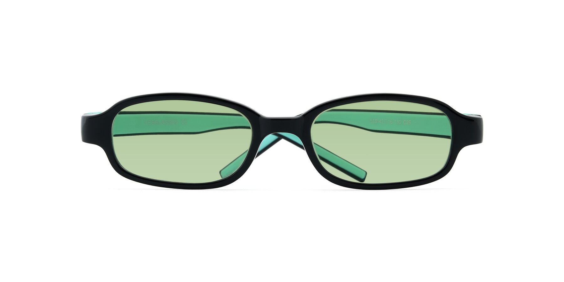 Folded Front of 515 in Black-Green with Medium Green Tinted Lenses