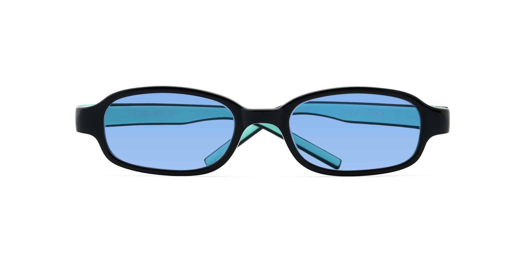 Folded Front of 515 in Black-Green with Medium Blue Tinted Lenses