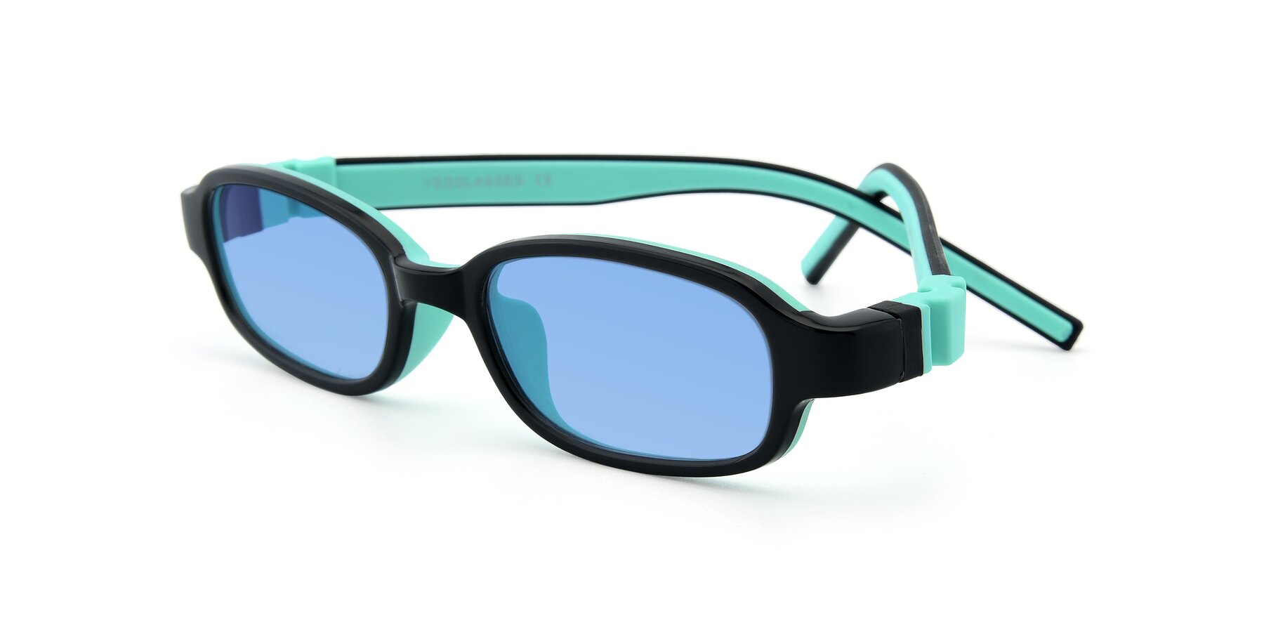 Angle of 515 in Black-Green with Medium Blue Tinted Lenses