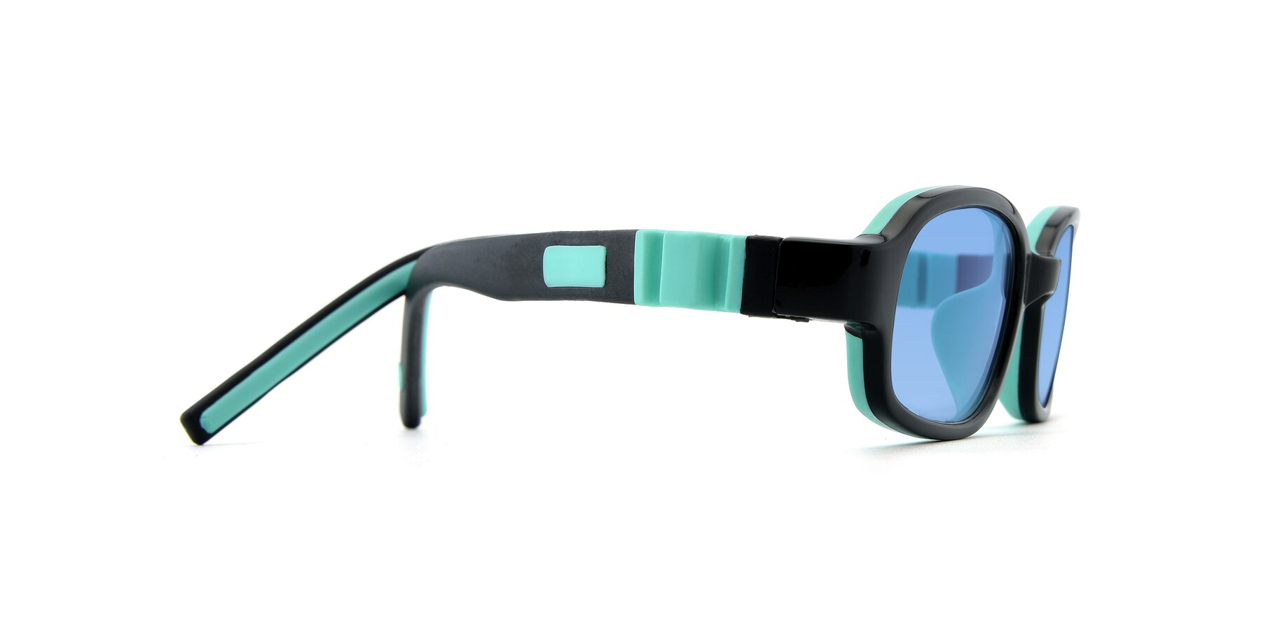 Side of 515 in Black-Green with Medium Blue Tinted Lenses