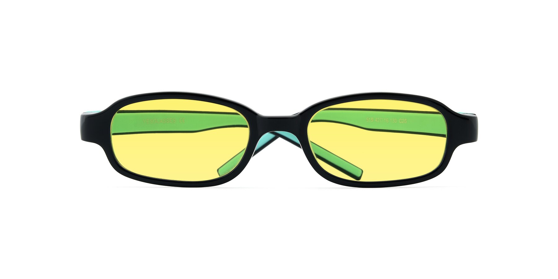 Folded Front of 515 in Black-Green with Medium Yellow Tinted Lenses