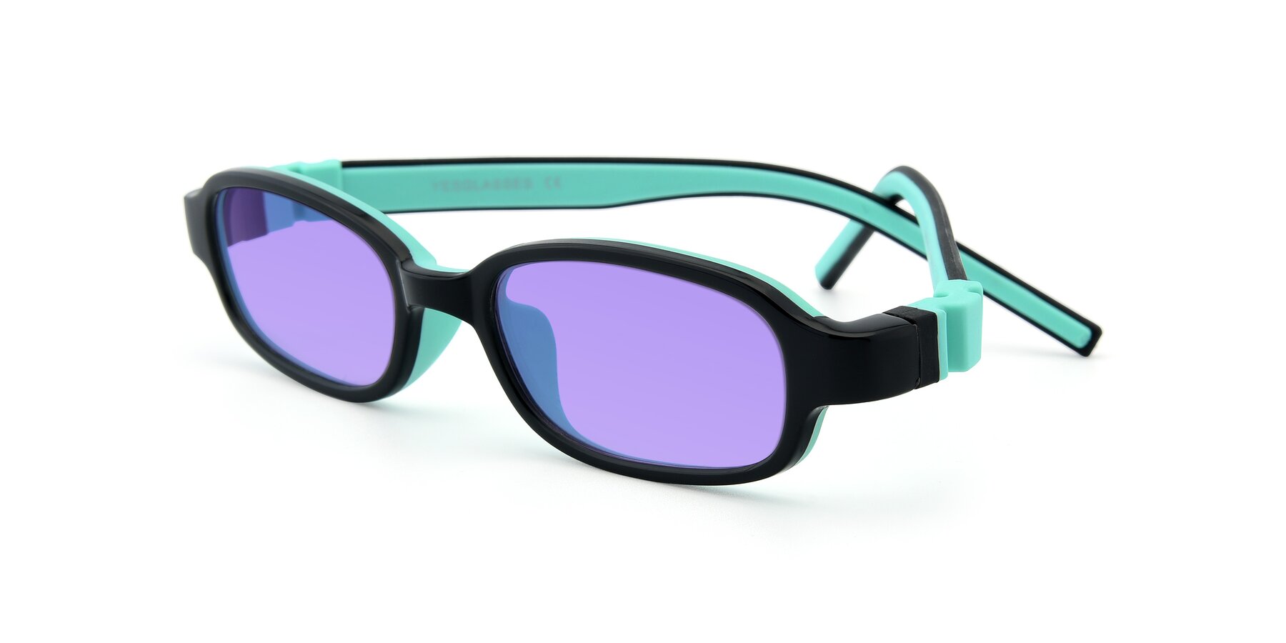 Angle of 515 in Black-Green with Medium Purple Tinted Lenses