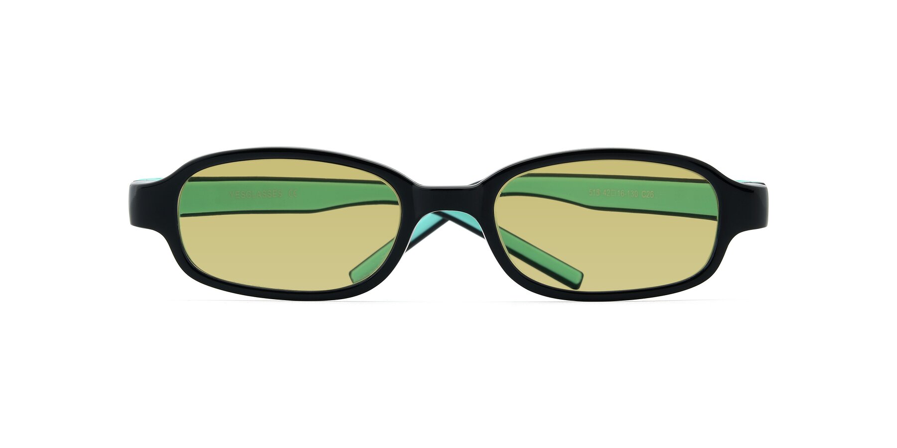 Folded Front of 515 in Black-Green with Medium Champagne Tinted Lenses