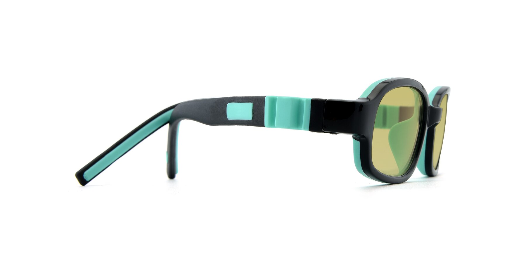Side of 515 in Black-Green with Medium Champagne Tinted Lenses