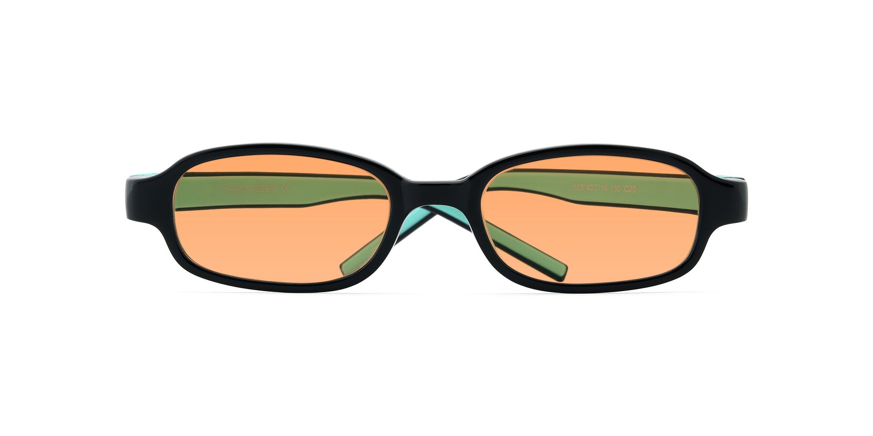 Folded Front of 515 in Black-Green with Medium Orange Tinted Lenses