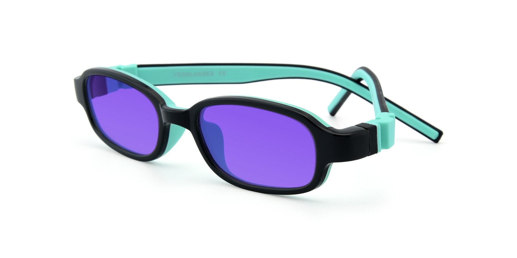 Angle of 515 in Black-Green with Purple Tinted Lenses