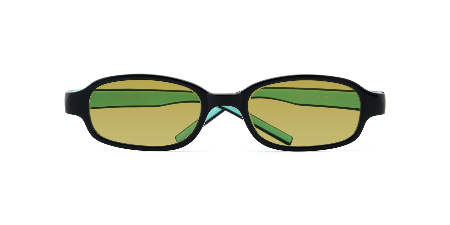 Folded Front of 515 in Black-Green with Champagne Tinted Lenses