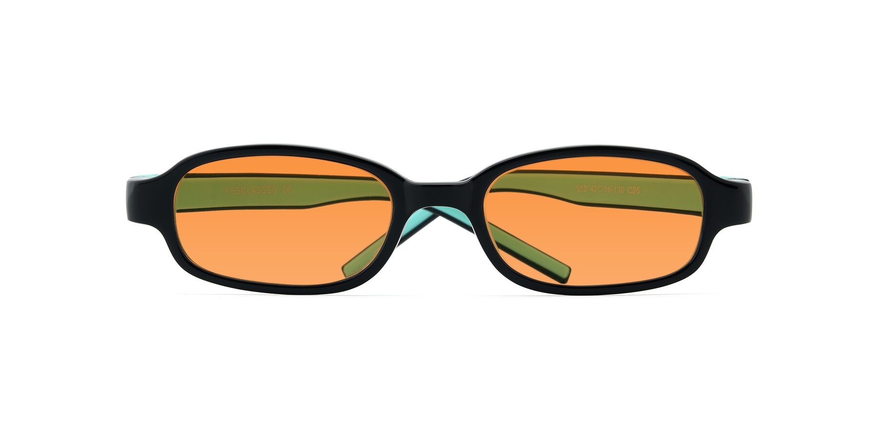 Folded Front of 515 in Black-Green with Orange Tinted Lenses