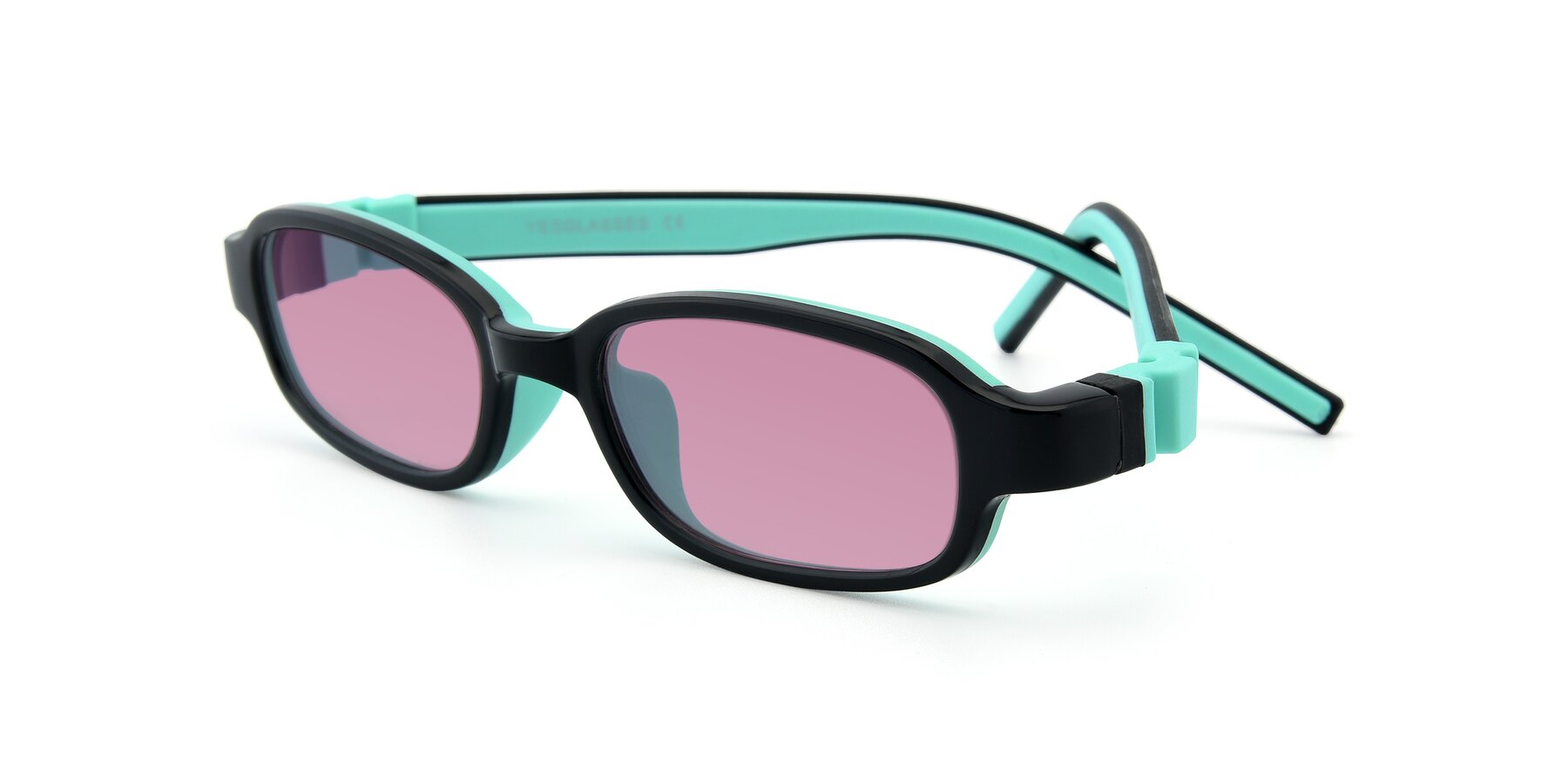 Angle of 515 in Black-Green with Medium Wine Tinted Lenses