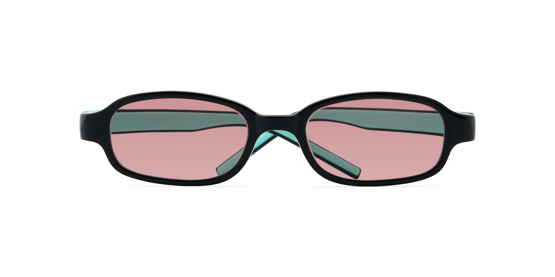 Folded Front of 515 in Black-Green with Medium Garnet Tinted Lenses