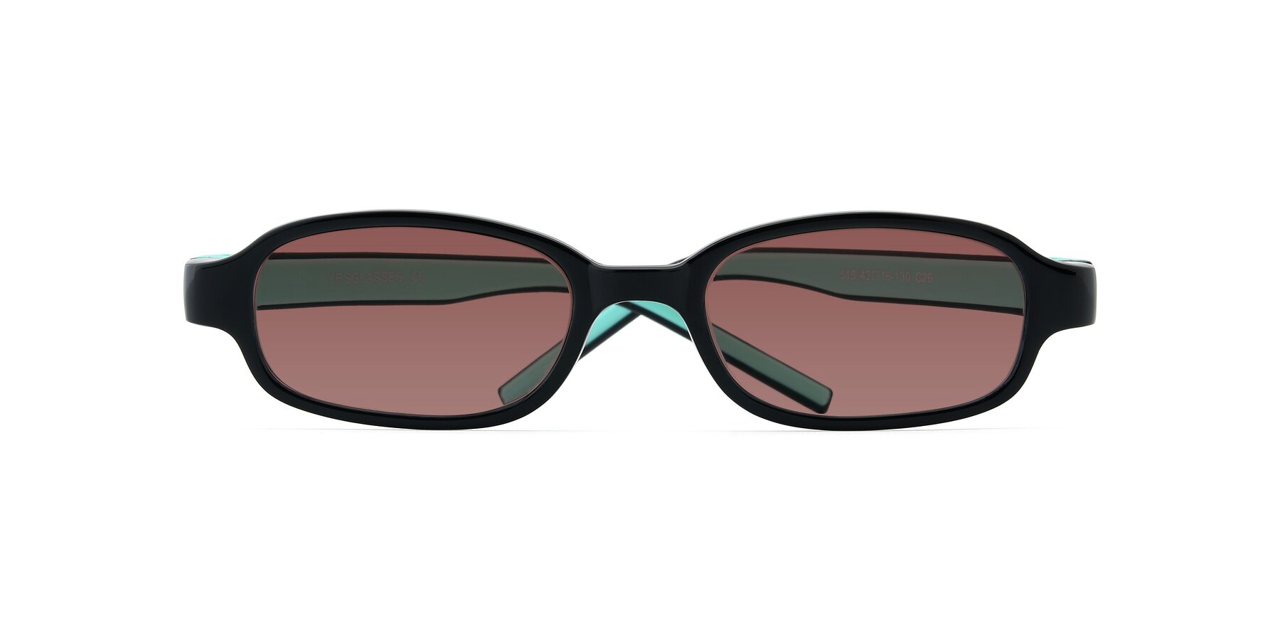 Folded Front of 515 in Black-Green with Garnet Tinted Lenses