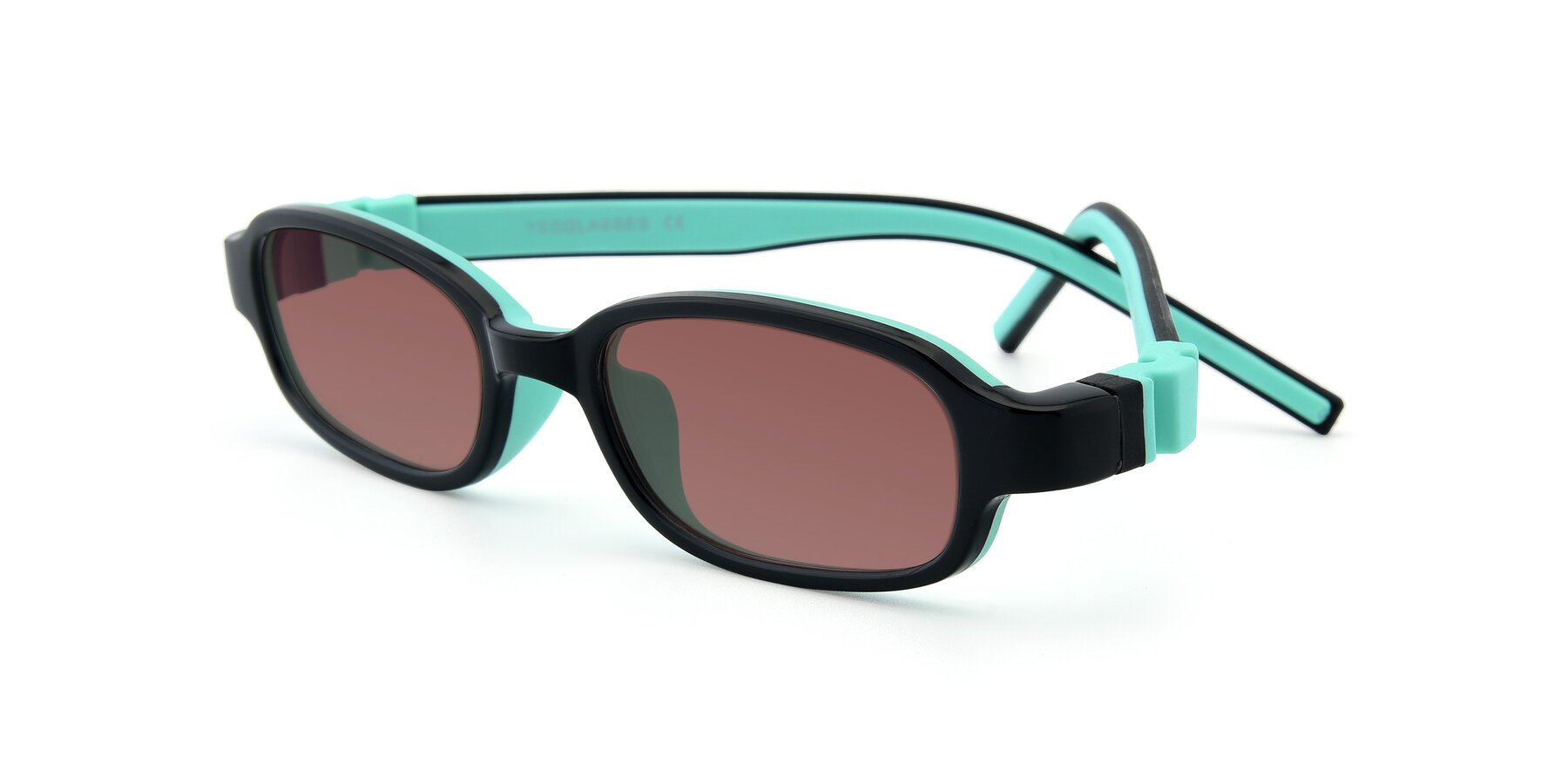 Angle of 515 in Black-Green with Garnet Tinted Lenses