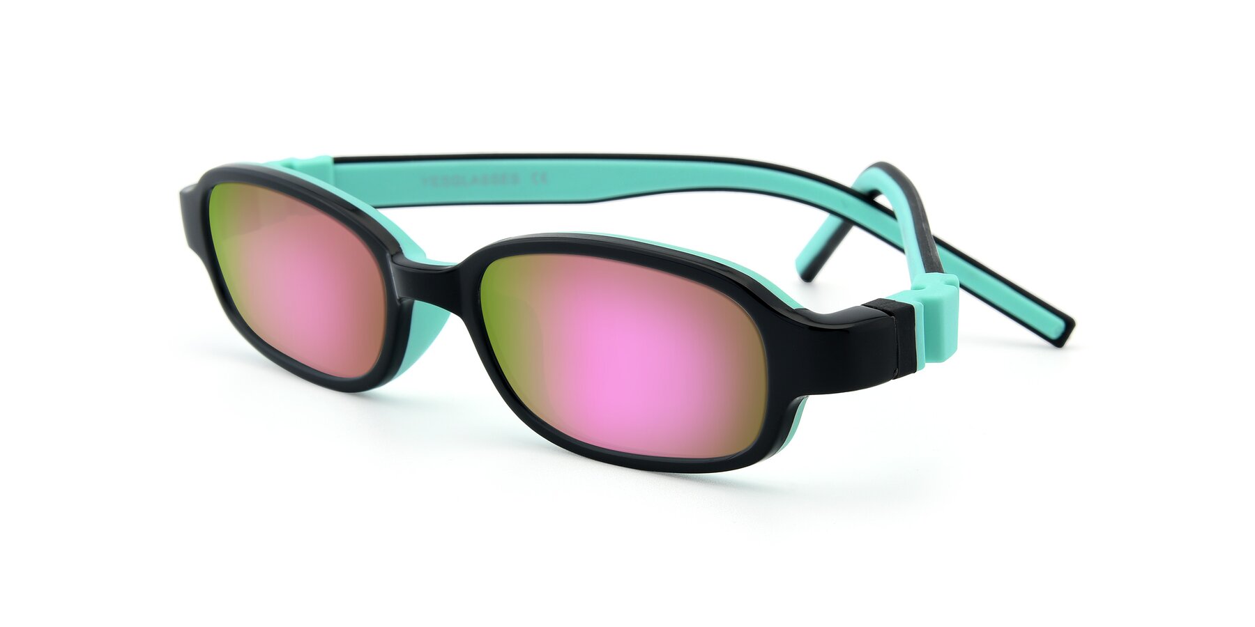Angle of 515 in Black-Green with Pink Mirrored Lenses