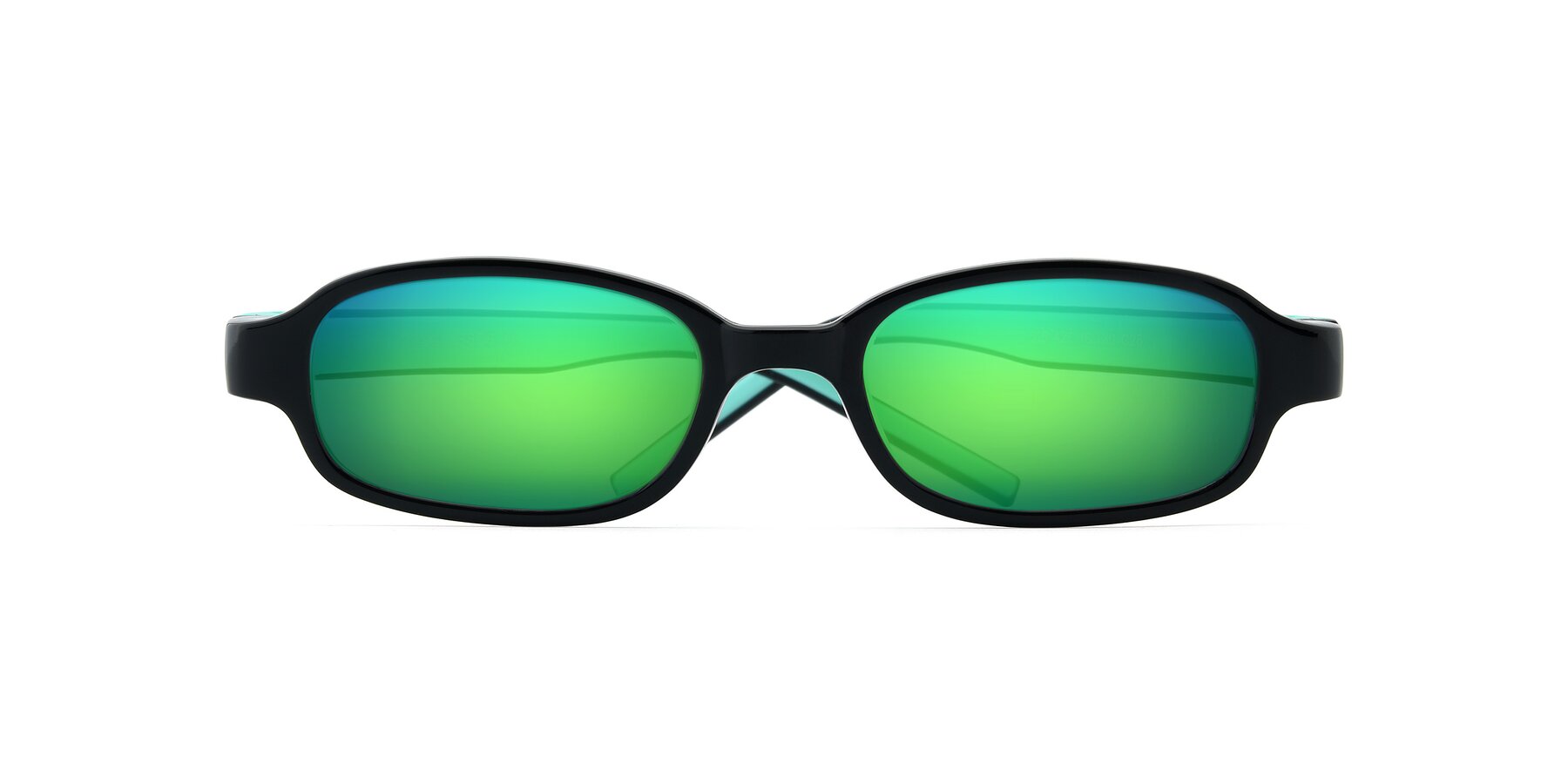 Folded Front of 515 in Black-Green with Green Mirrored Lenses