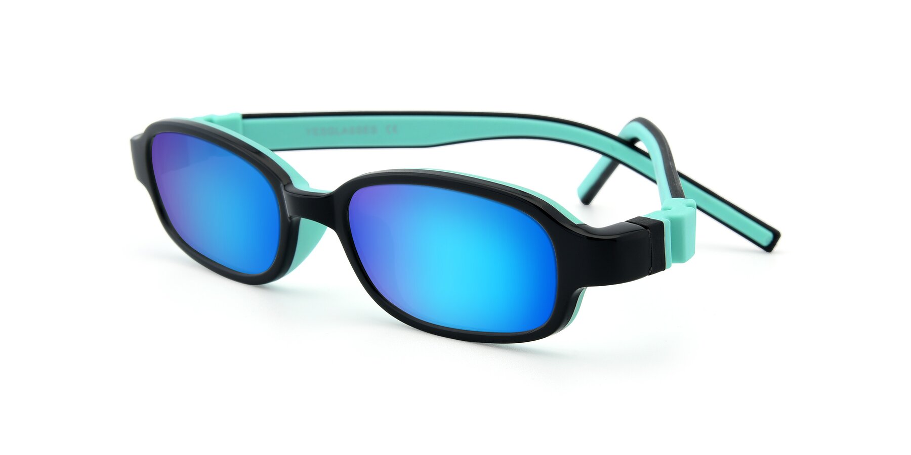 Angle of 515 in Black-Green with Blue Mirrored Lenses