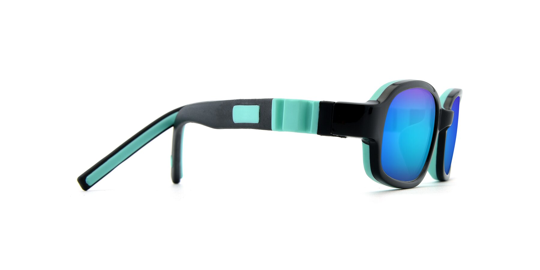 Side of 515 in Black-Green with Blue Mirrored Lenses