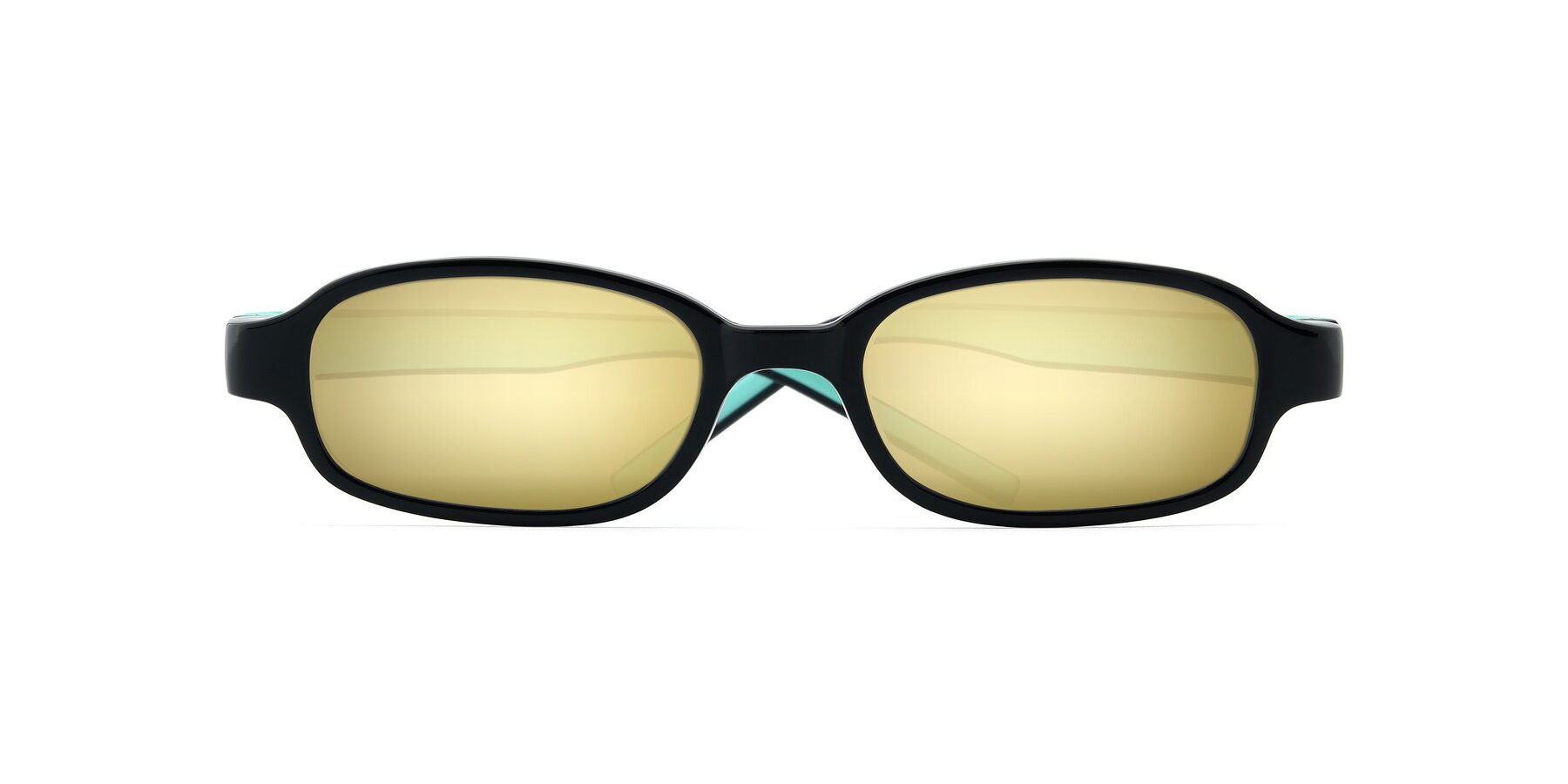 Folded Front of 515 in Black-Green with Gold Mirrored Lenses