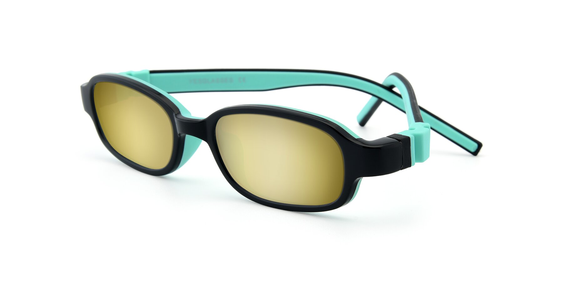 Angle of 515 in Black-Green with Gold Mirrored Lenses