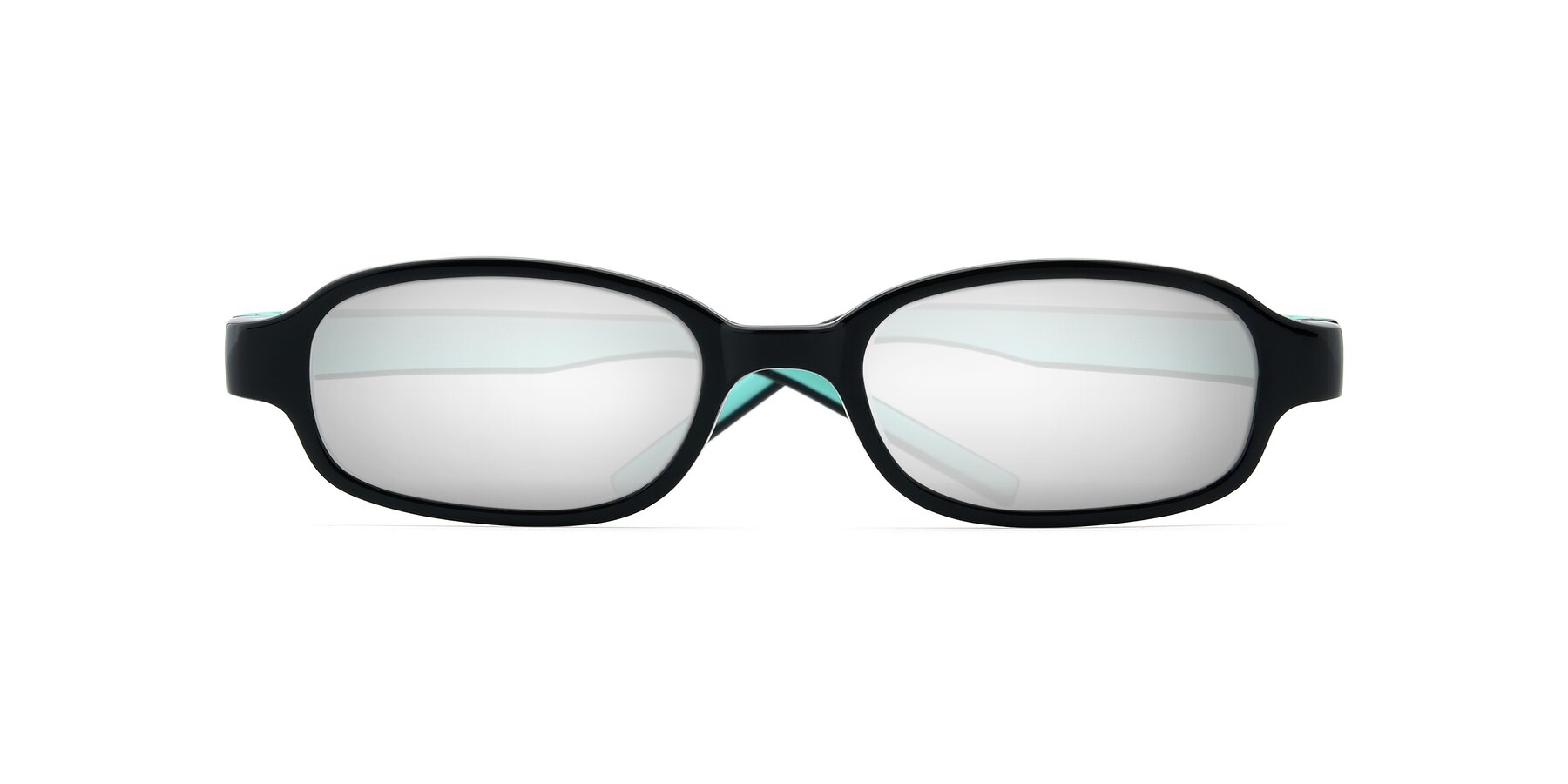 Folded Front of 515 in Black-Green with Silver Mirrored Lenses