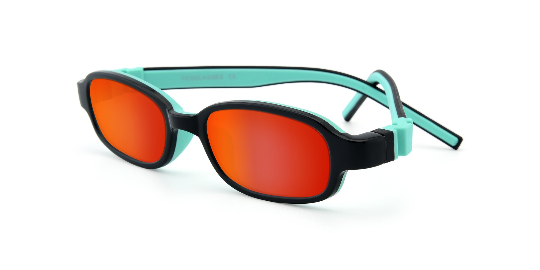 Angle of 515 in Black-Green with Red Gold Mirrored Lenses