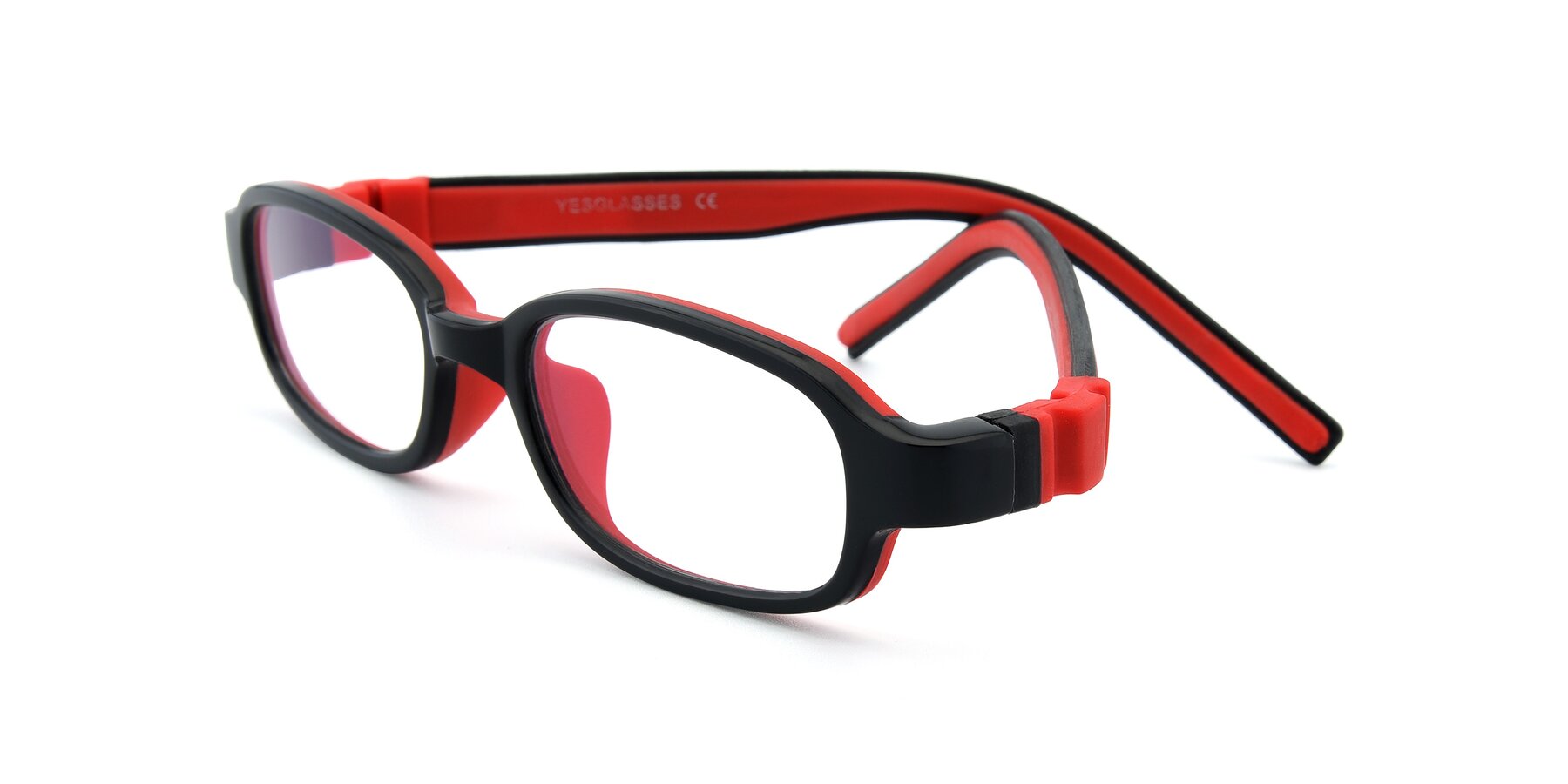Angle of 515 in Black-Red with Clear Eyeglass Lenses