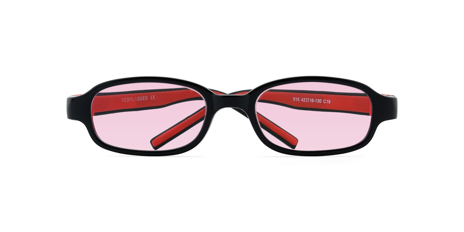 Folded Front of 515 in Black-Red with Light Pink Tinted Lenses