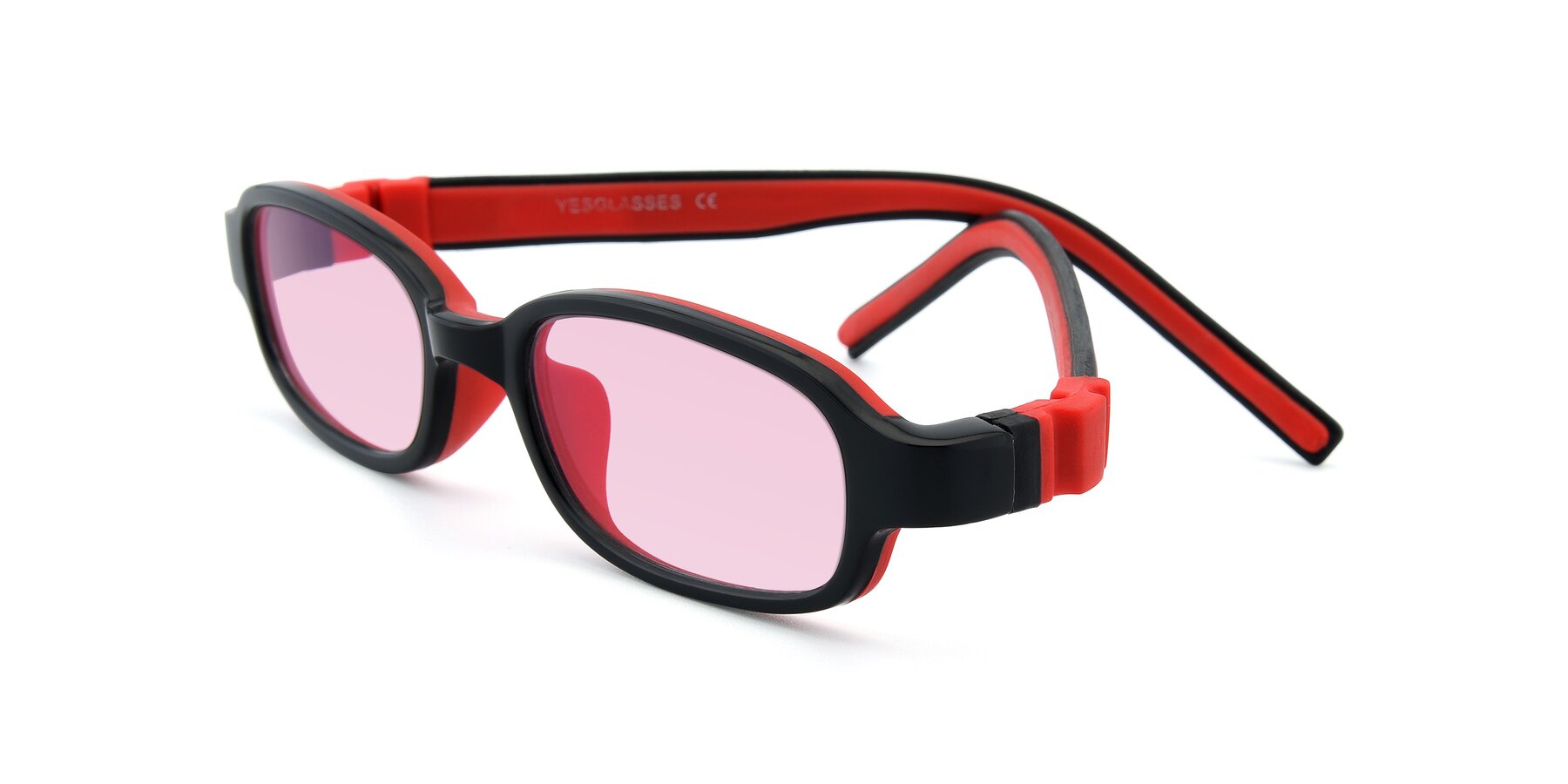 Angle of 515 in Black-Red with Light Pink Tinted Lenses
