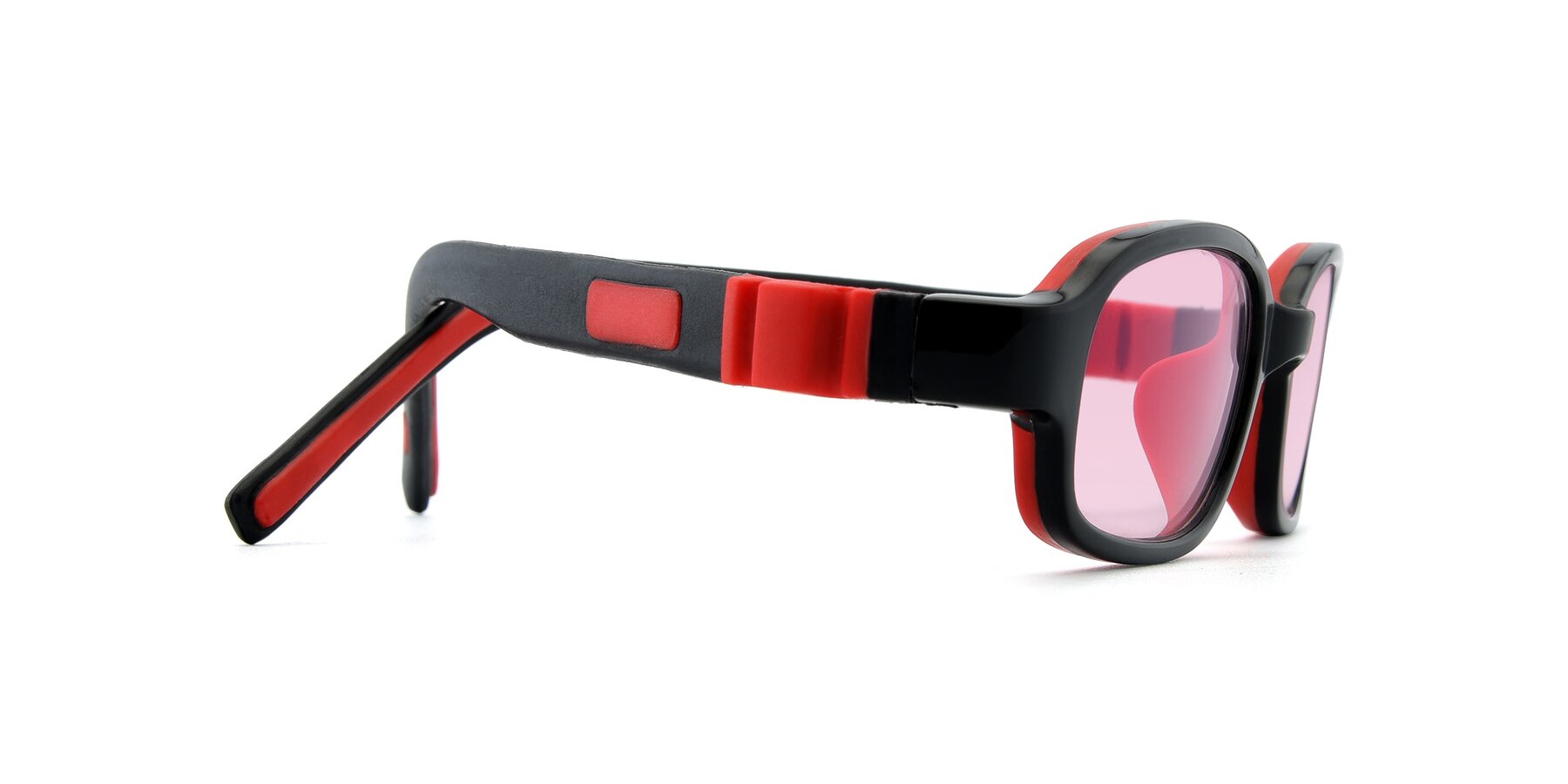 Side of 515 in Black-Red with Light Pink Tinted Lenses