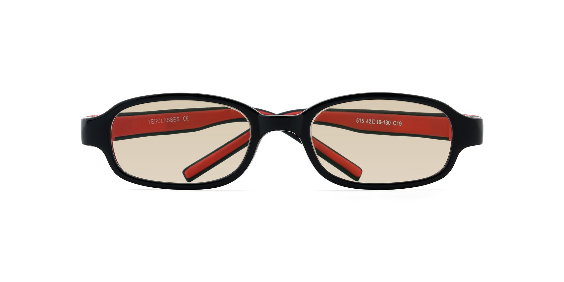 Folded Front of 515 in Black-Red with Light Brown Tinted Lenses